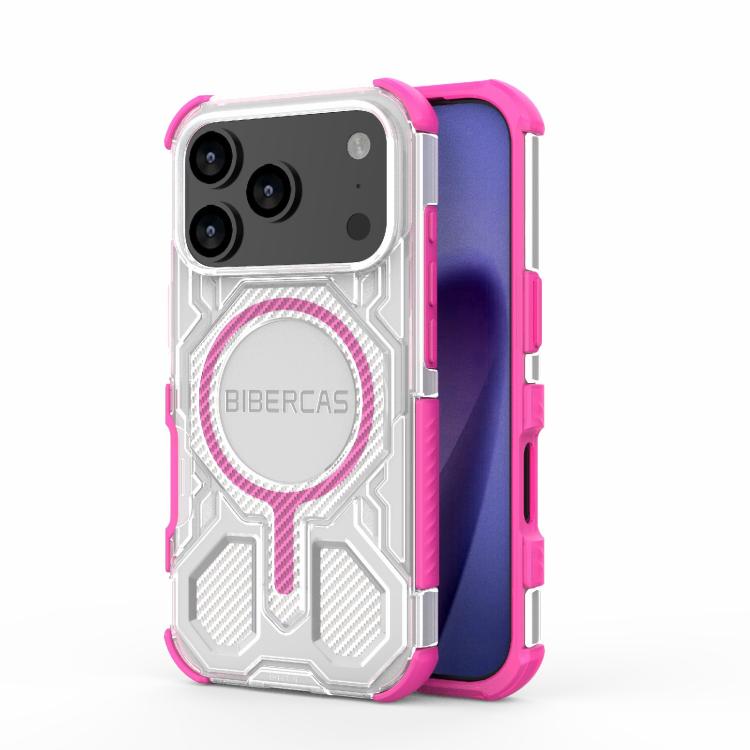 For iPhone 17 Pro BIBERCAS Transparent Color Series MagSafe Air Bag Shockproof Phone Case(Pink) - iPhone 17 Pro Cases by BIBERCAS | Online Shopping UK | buy2fix