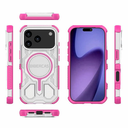 For iPhone 17 Pro BIBERCAS Transparent Color Series MagSafe Air Bag Shockproof Phone Case(Pink) - iPhone 17 Pro Cases by BIBERCAS | Online Shopping UK | buy2fix