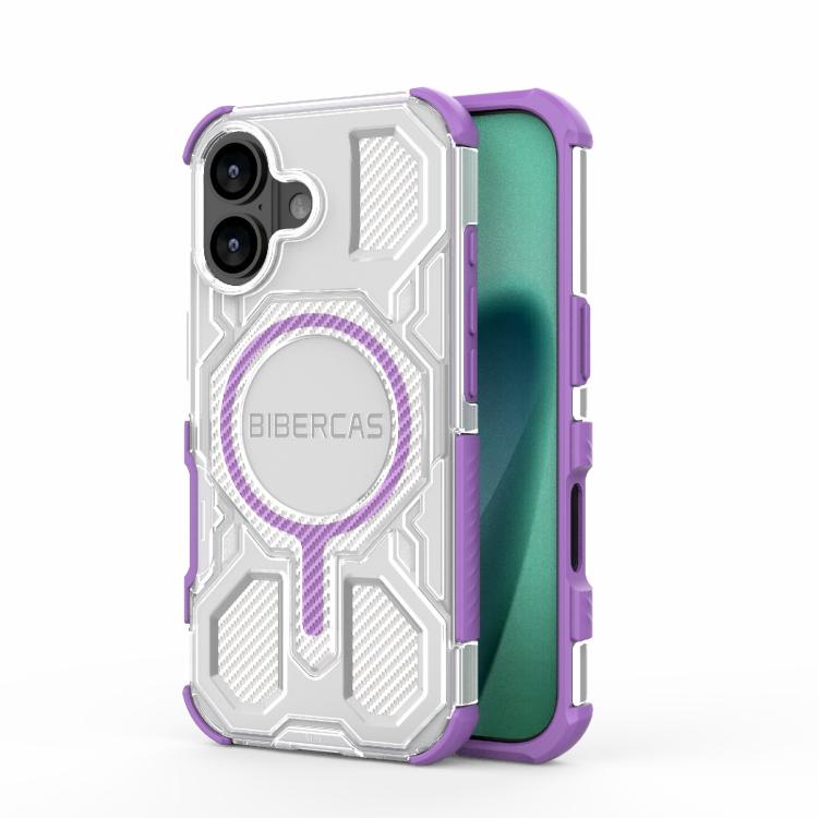 For iPhone 17 BIBERCAS Transparent Color Series MagSafe Air Bag Shockproof Phone Case(Purple) - iPhone 17 Cases by BIBERCAS | Online Shopping UK | buy2fix