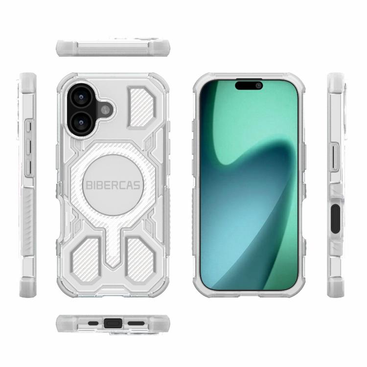 For iPhone 17 BIBERCAS Transparent Color Series MagSafe Air Bag Shockproof Phone Case(White) - iPhone 17 Cases by BIBERCAS | Online Shopping UK | buy2fix