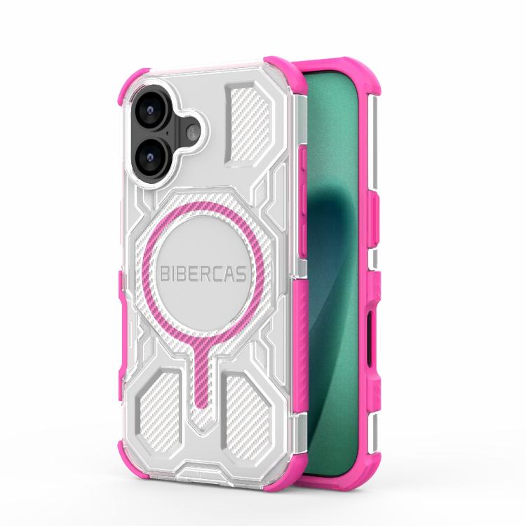 For iPhone 17 BIBERCAS Transparent Color Series MagSafe Air Bag Shockproof Phone Case(Pink) - iPhone 17 Cases by BIBERCAS | Online Shopping UK | buy2fix