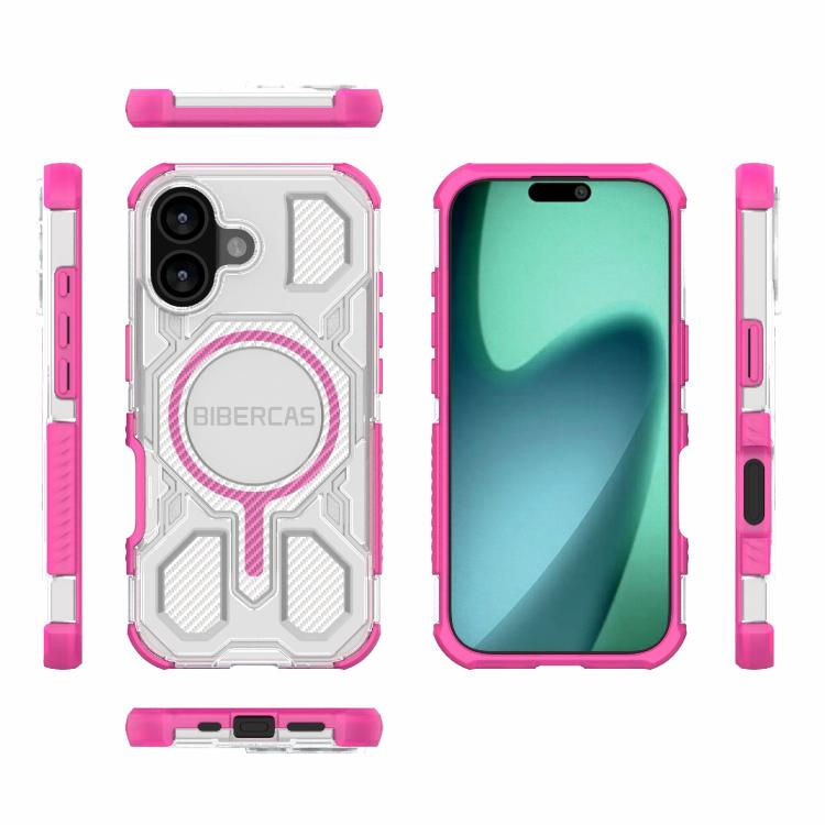 For iPhone 17 BIBERCAS Transparent Color Series MagSafe Air Bag Shockproof Phone Case(Pink) - iPhone 17 Cases by BIBERCAS | Online Shopping UK | buy2fix