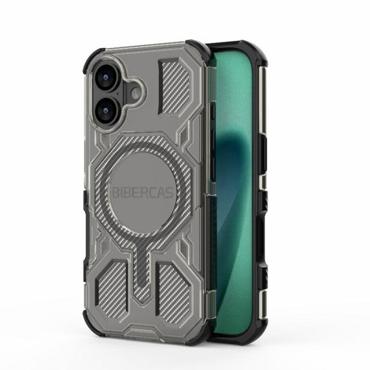 For iPhone 17 BIBERCAS Transparent Color Series MagSafe Air Bag Shockproof Phone Case(Black)
