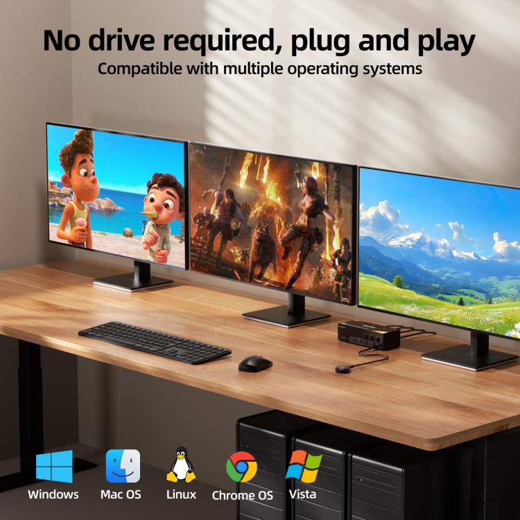 KCEVE KC-KVM303 USB 3.0 Dual Monitor 8K 60Hz KVM Switch, Plug Type:UK Plug - Switch by buy2fix | Online Shopping UK | buy2fix