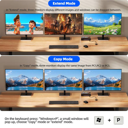 KCEVE KC-KVM303 USB 3.0 Dual Monitor 8K 60Hz KVM Switch, Plug Type:AU Plug - Switch by buy2fix | Online Shopping UK | buy2fix