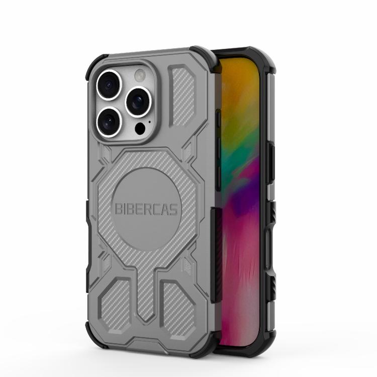 For iPhone 16 Pro BIBERCAS Real Color Series MagSafe Shockproof Phone Case(Gray) - iPhone 16 Pro Cases by BIBERCAS | Online Shopping UK | buy2fix