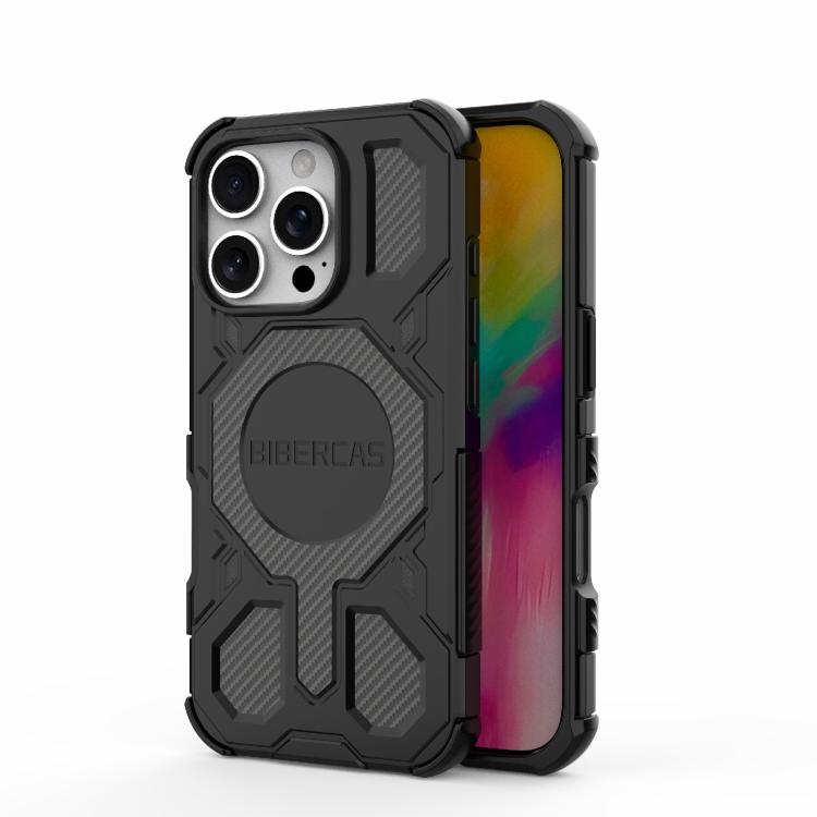 For iPhone 16 Pro BIBERCAS Real Color Series MagSafe Shockproof Phone Case(Black) - iPhone 16 Pro Cases by BIBERCAS | Online Shopping UK | buy2fix