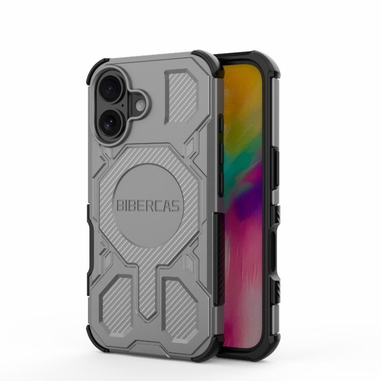 For iPhone 16 BIBERCAS Real Color Series MagSafe Shockproof Phone Case(Gray) - iPhone 16 Cases by BIBERCAS | Online Shopping UK | buy2fix