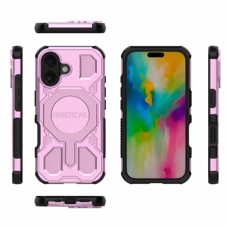 For iPhone 16 BIBERCAS Real Color Series MagSafe Shockproof Phone Case(Pink) - iPhone 16 Cases by BIBERCAS | Online Shopping UK | buy2fix