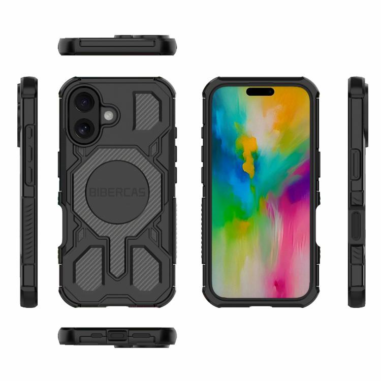 For iPhone 16 BIBERCAS Real Color Series MagSafe Shockproof Phone Case(Black) - iPhone 16 Cases by BIBERCAS | Online Shopping UK | buy2fix