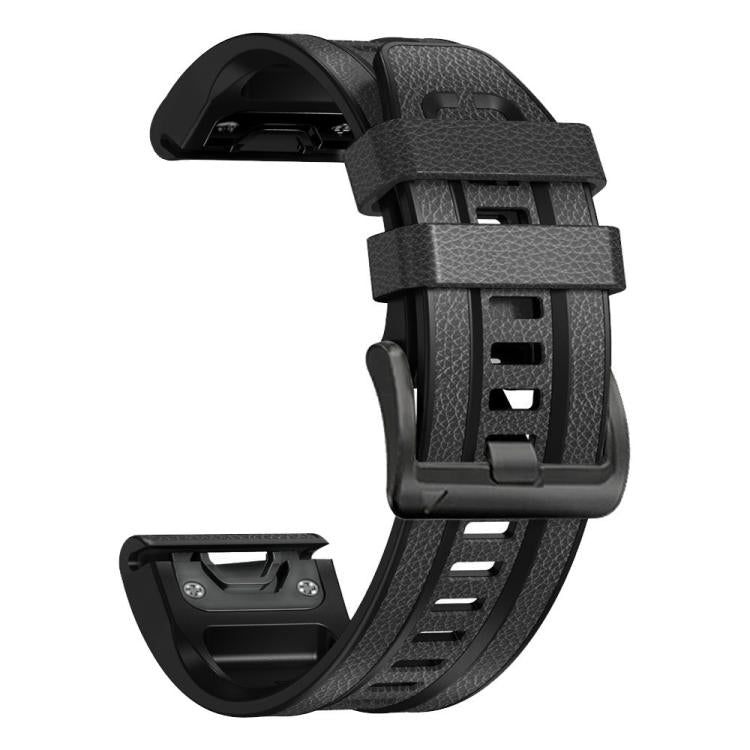 For Garmin 22mm xDfind Leather Skin Silicone Quick Release Watch Band(Charcoal Gray) - Watch Bands by xDfind | Online Shopping UK | buy2fix