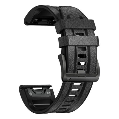 For Garmin 22mm xDfind Leather Skin Silicone Quick Release Watch Band(Charcoal Gray) - Watch Bands by xDfind | Online Shopping UK | buy2fix