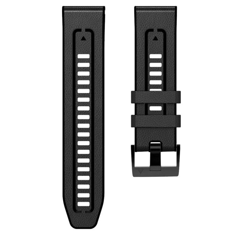 For Garmin 22mm xDfind Leather Skin Silicone Quick Release Watch Band(Charcoal Gray) - Watch Bands by xDfind | Online Shopping UK | buy2fix
