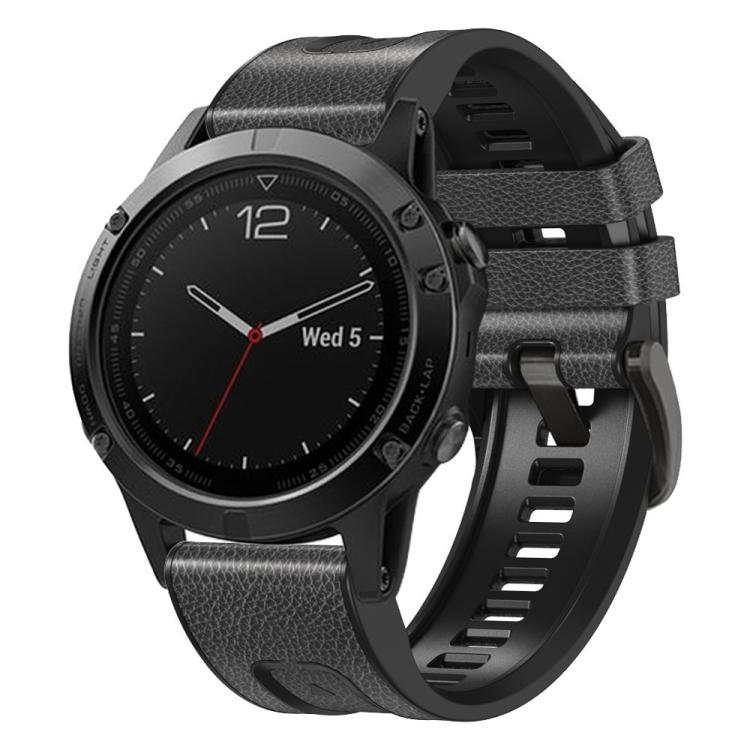 For Garmin 22mm xDfind Leather Skin Silicone Quick Release Watch Band(Charcoal Gray) - Watch Bands by xDfind | Online Shopping UK | buy2fix