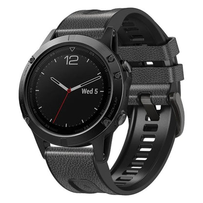 For Garmin 22mm xDfind Leather Skin Silicone Quick Release Watch Band(Charcoal Gray) - Watch Bands by xDfind | Online Shopping UK | buy2fix