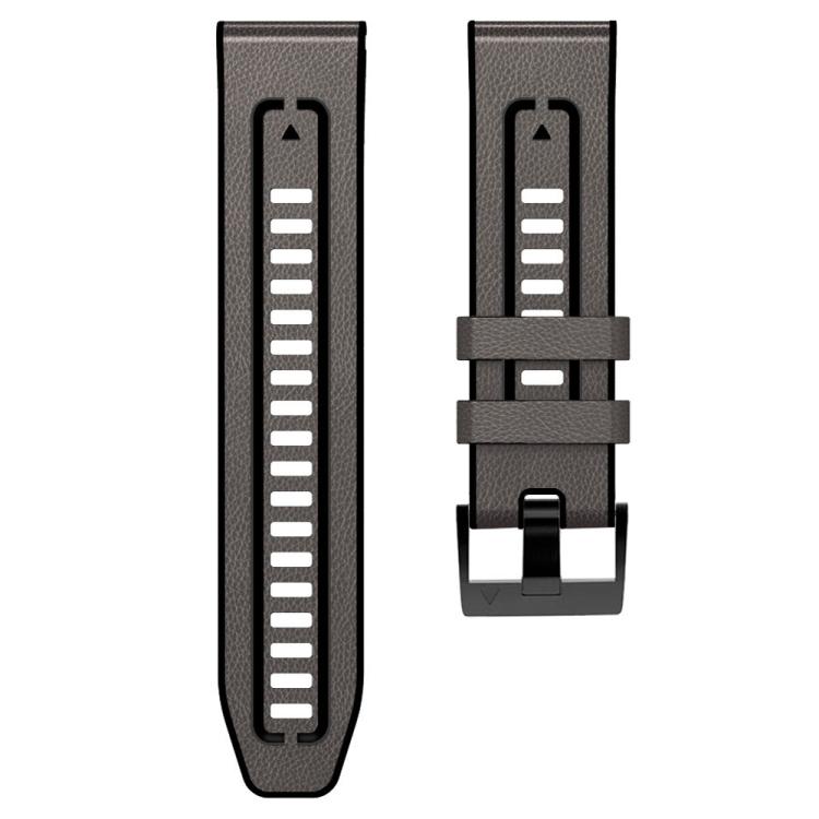For Garmin 22mm xDfind Leather Skin Silicone Quick Release Watch Band(Starry Gray) - Watch Bands by xDfind | Online Shopping UK | buy2fix