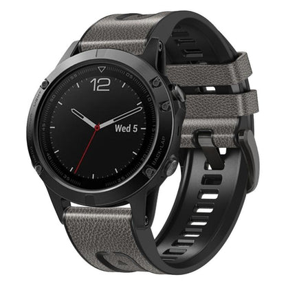 For Garmin 22mm xDfind Leather Skin Silicone Quick Release Watch Band(Starry Gray) - Watch Bands by xDfind | Online Shopping UK | buy2fix