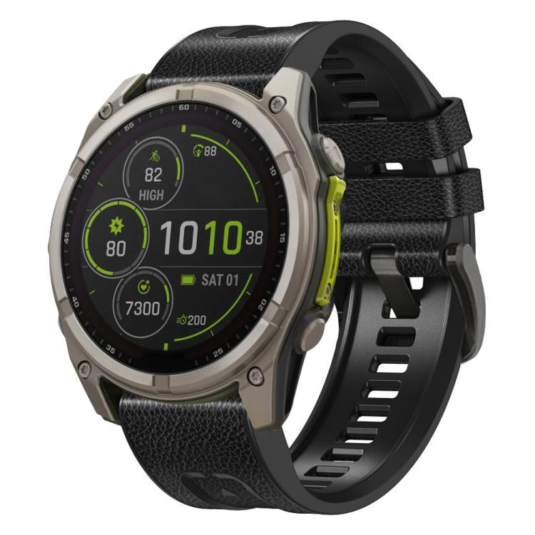 For Garmin 26mm xDfind Leather Skin Silicone Quick Release Watch Band(Black) - Watch Bands by xDfind | Online Shopping UK | buy2fix