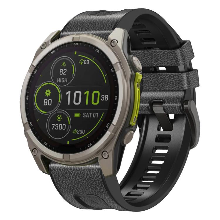 For Garmin 26mm xDfind Leather Skin Silicone Quick Release Watch Band(Charcoal Gray) - Watch Bands by xDfind | Online Shopping UK | buy2fix