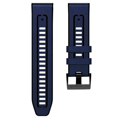 For Garmin 26mm xDfind Leather Skin Silicone Quick Release Watch Band(Dark Blue) - Watch Bands by xDfind | Online Shopping UK | buy2fix