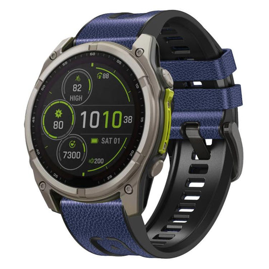 For Garmin 26mm xDfind Leather Skin Silicone Quick Release Watch Band(Dark Blue) - Watch Bands by xDfind | Online Shopping UK | buy2fix