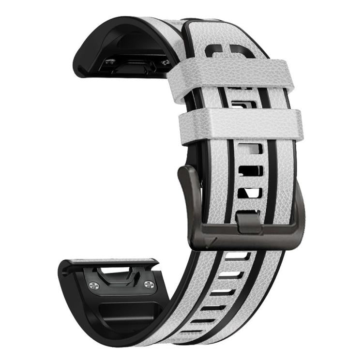 For Garmin 26mm xDfind Leather Skin Silicone Quick Release Watch Band(White) - Watch Bands by xDfind | Online Shopping UK | buy2fix