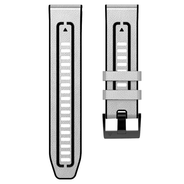 For Garmin 26mm xDfind Leather Skin Silicone Quick Release Watch Band(White) - Watch Bands by xDfind | Online Shopping UK | buy2fix