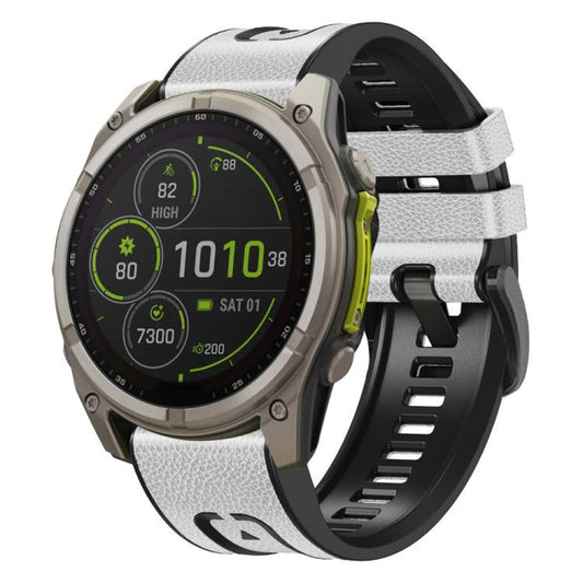For Garmin 26mm xDfind Leather Skin Silicone Quick Release Watch Band(White) - Watch Bands by xDfind | Online Shopping UK | buy2fix