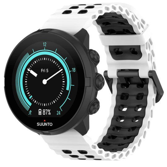 For Suunto 9 / 7 / Spartan Sport xDfind Ocean Dual Pin Buckle Silicone Watch Band(White Black)