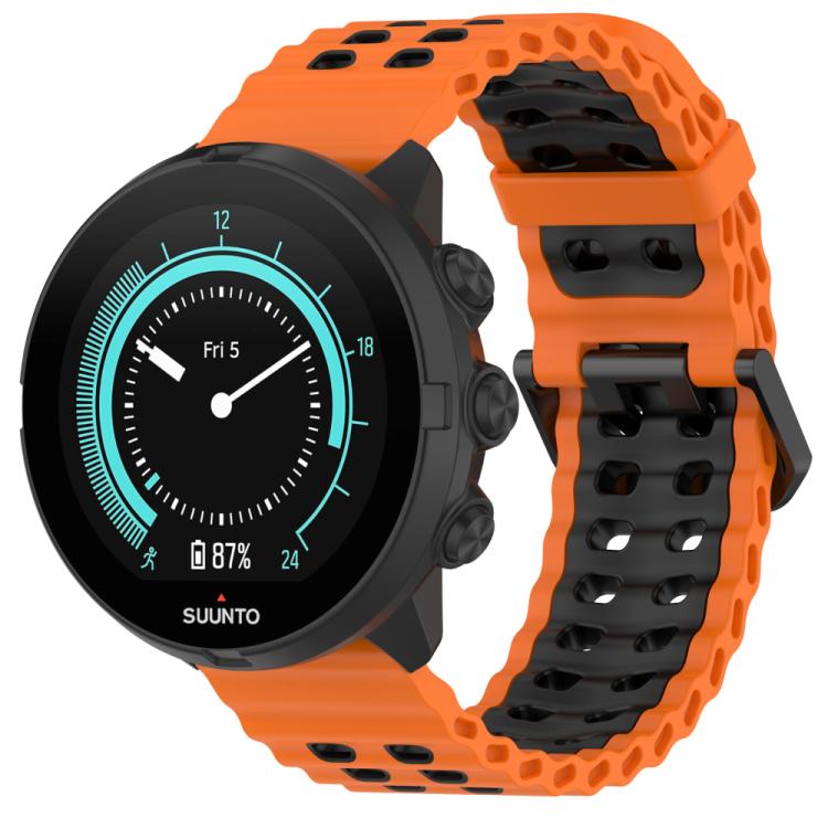 For Suunto 9 / 7 / Spartan Sport xDfind Ocean Dual Pin Buckle Silicone Watch Band(Orange Black) -  by xDfind | Online Shopping UK | buy2fix