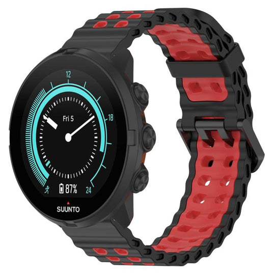 For Suunto 9 / 7 / Spartan Sport xDfind Ocean Dual Pin Buckle Silicone Watch Band(Black Red)