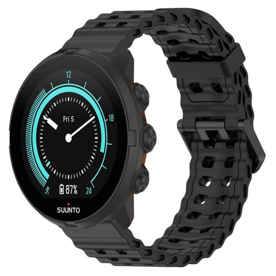 For Suunto 9 / 7 / Spartan Sport xDfind Ocean Dual Pin Buckle Silicone Watch Band(Black)