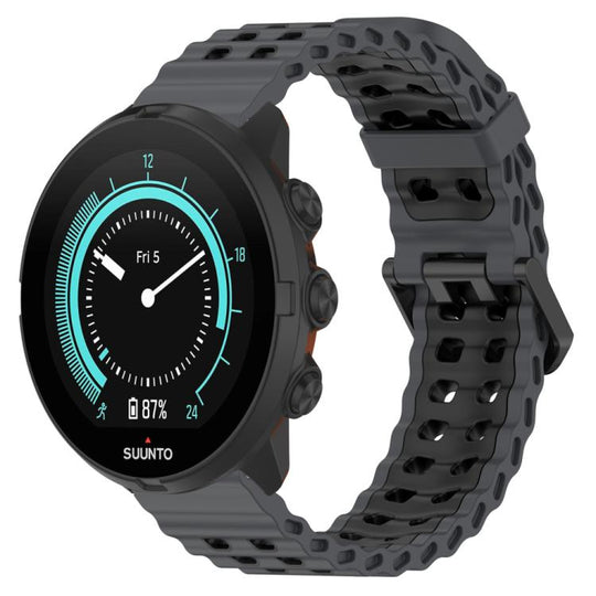 For Suunto 9 / 7 / Spartan Sport xDfind Ocean Dual Pin Buckle Silicone Watch Band(Coal Black)