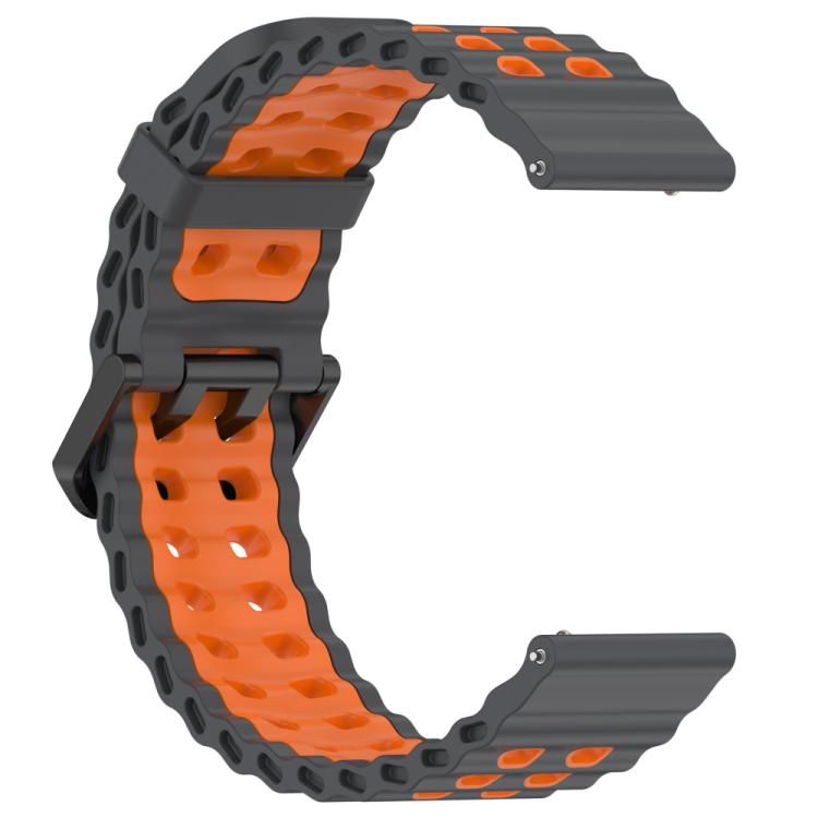 For Suunto 9 / 7 / Spartan Sport xDfind Ocean Dual Pin Buckle Silicone Watch Band(Space Grey Orange) -  by xDfind | Online Shopping UK | buy2fix