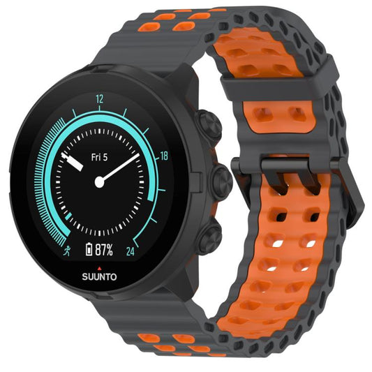 For Suunto 9 / 7 / Spartan Sport xDfind Ocean Dual Pin Buckle Silicone Watch Band(Space Grey Orange) -  by xDfind | Online Shopping UK | buy2fix