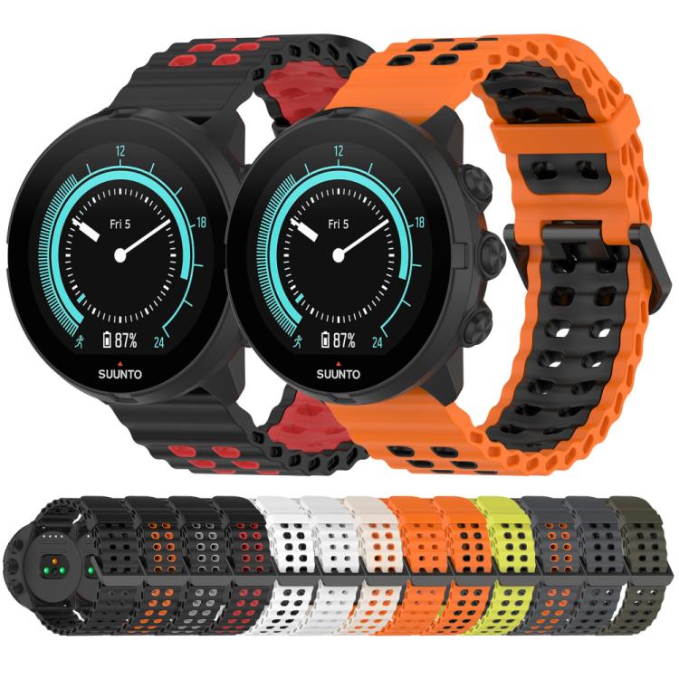 For Suunto 9 / 7 / Spartan Sport xDfind Ocean Dual Pin Buckle Silicone Watch Band(Space Grey Orange) -  by xDfind | Online Shopping UK | buy2fix