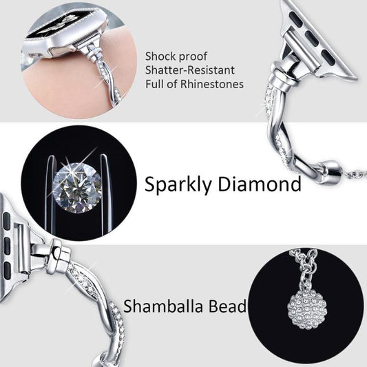 For Apple Watch 42 / 44 / 45 / 46 / 49mm xDfind Twist Bracelet Diamond Metal Watch Band(Silver) - Watch Bands by xDfind | Online Shopping UK | buy2fix