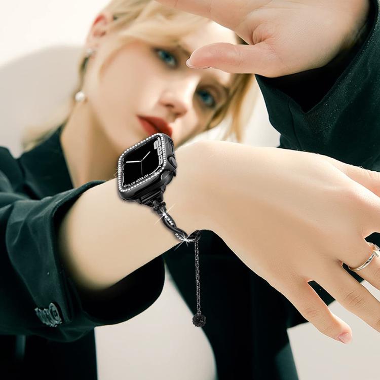 For Apple Watch 42 / 44 / 45 / 46 / 49mm xDfind Twist Bracelet Diamond Metal Watch Band(Silver) - Watch Bands by xDfind | Online Shopping UK | buy2fix