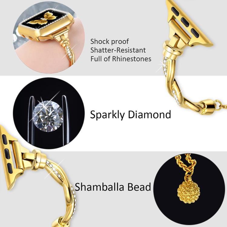 For Apple Watch 38 / 40 / 41 / S10 42mm xDfind Twist Bracelet Diamond Metal Watch Band(Gold) - Watch Bands by xDfind | Online Shopping UK | buy2fix