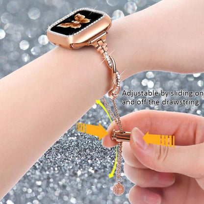 For Apple Watch 38 / 40 / 41 / S10 42mm xDfind Twist Bracelet Diamond Metal Watch Band(Rose Gold) - Watch Bands by xDfind | Online Shopping UK | buy2fix
