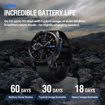Zeblaze Vibe 8 Rugged Outdoor Smart Watch 1.43 inch Screen 5 ATM & IP69K Built-in Flashlight(Black) - Smart Watches by Zeblaze | Online Shopping UK | buy2fix