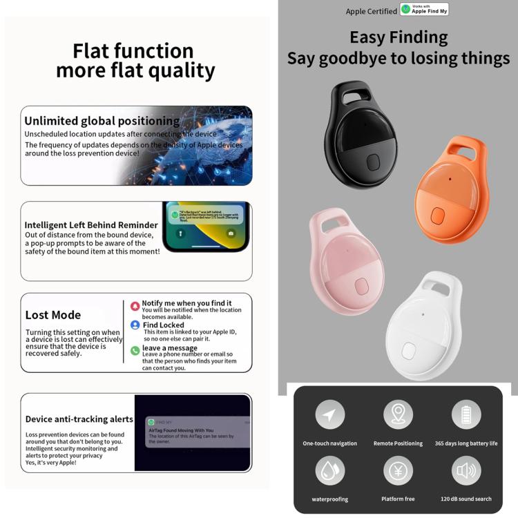 JHX05 iOS Mini GPS Global Smart Location Tracker Anti-lost Device(Black) - Personal Tracker by buy2fix | Online Shopping UK | buy2fix