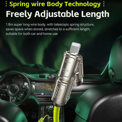 WK WDC-80 240W Car Charging Data Cable with Safety Hammer(Black) - Emergency Hammer by WK | Online Shopping UK | buy2fix