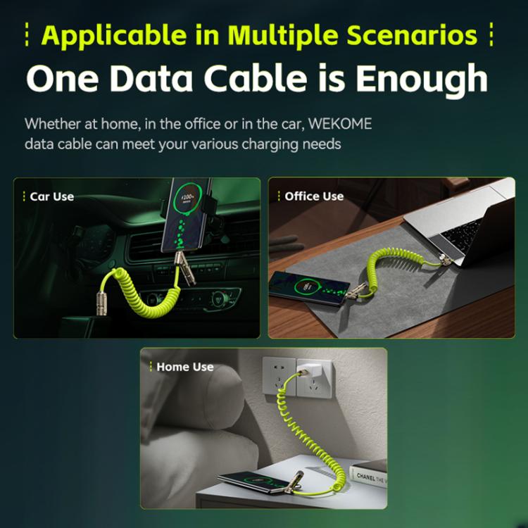 WK WDC-80 240W Car Charging Data Cable with Safety Hammer(Green) - Emergency Hammer by WK | Online Shopping UK | buy2fix