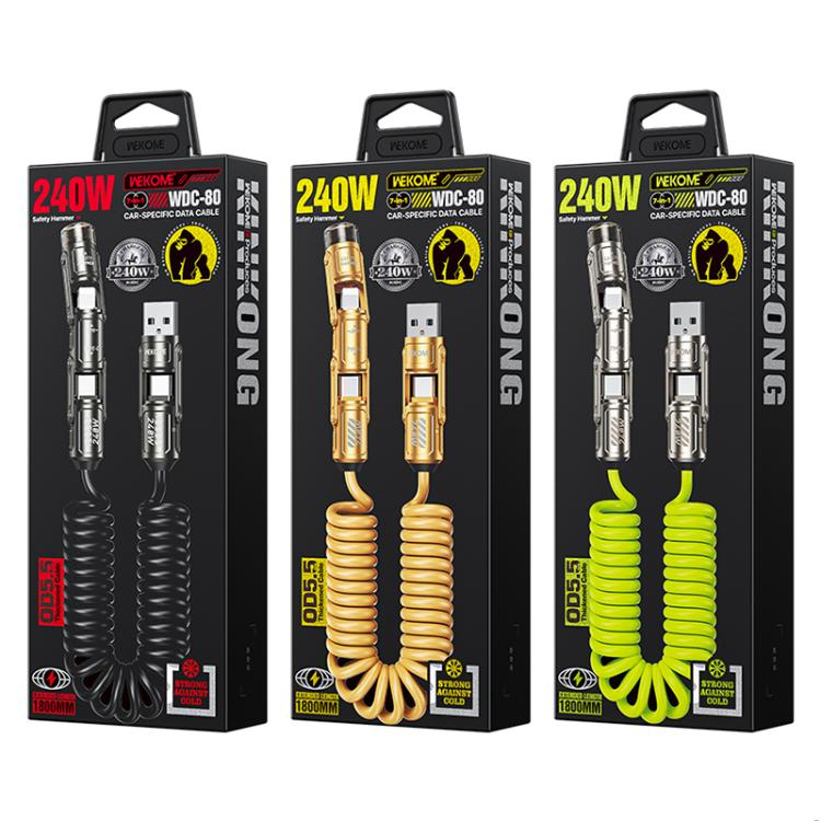 WK WDC-80 240W Car Charging Data Cable with Safety Hammer(Champagne Gold) - Emergency Hammer by WK | Online Shopping UK | buy2fix