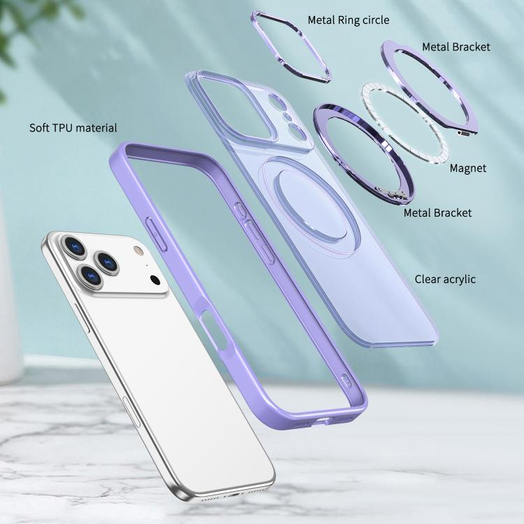 For iPhone 17 Pro Max kalebol MagSafe Metal Ring Holder Phone Case(Light Purple) - iPhone 17 Pro Max Cases by Kalebol | Online Shopping UK | buy2fix