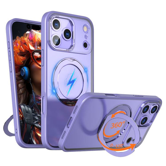 For iPhone 17 Pro kalebol MagSafe Metal Ring Holder Phone Case(Light Purple)