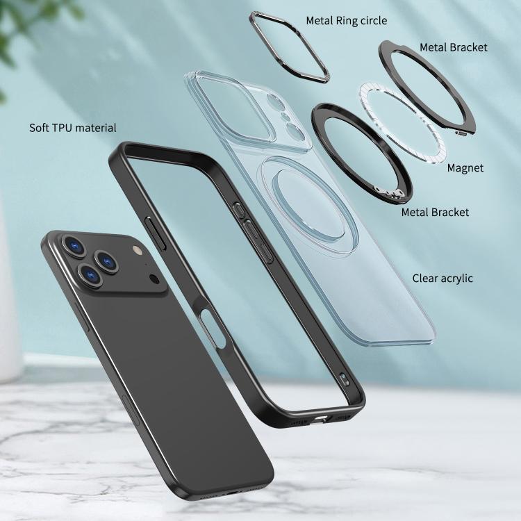 For iPhone 17 Pro kalebol MagSafe Metal Ring Holder Phone Case(Black) - iPhone 17 Pro Cases by Kalebol | Online Shopping UK | buy2fix