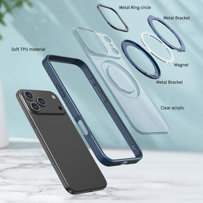 For iPhone 17 Pro kalebol MagSafe Metal Ring Holder Phone Case(Blue) - iPhone 17 Pro Cases by Kalebol | Online Shopping UK | buy2fix