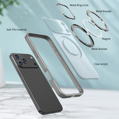 For iPhone 17 Pro kalebol MagSafe Metal Ring Holder Phone Case(Titanium Gray) - iPhone 17 Pro Cases by Kalebol | Online Shopping UK | buy2fix